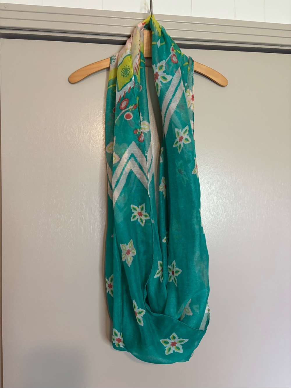 Lightweight Teal Floral Infinity Scarf